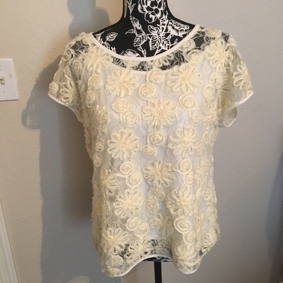 🎁2/$12 NWT VERSONA XL LIGHT YELLOW FLORAL CAP SLEEVE SHEER TOP & ADJUS TANK TOP - Picture 2 of 14